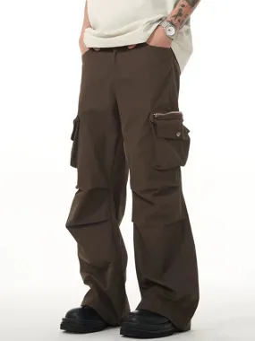 Pantalones cargo holgados con bolsillo con cremallera para hombre