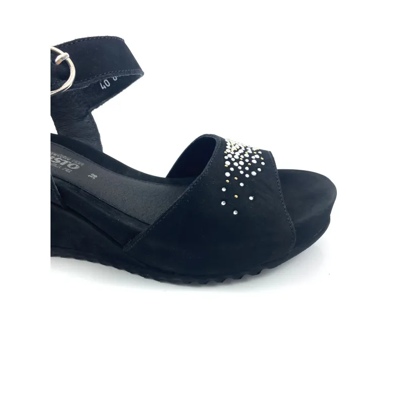Skechers zapatilla trabajo mujer sin cordón Squad negro Sk77222